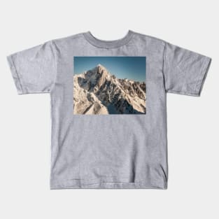 Rocky Snow Covered Mountain Peak Landscape Kids T-Shirt